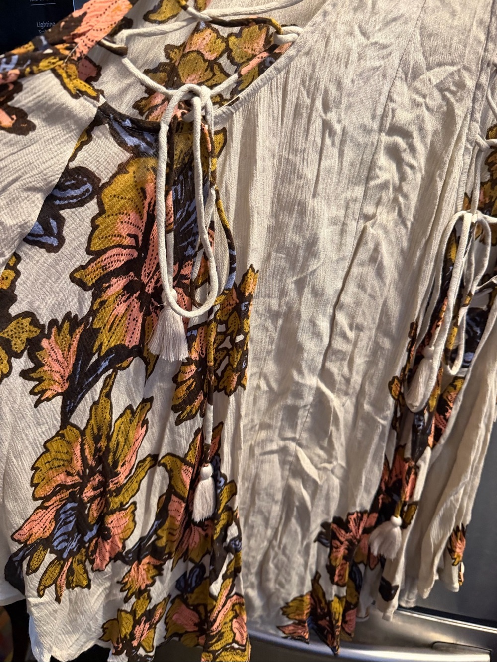 Free People Cream Maxi Dress with Pink, Yellow and Blue Floral Embroidery - Picture 8 of 10